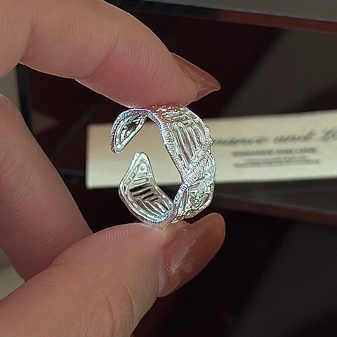 Vintage 925 Sterling Silber Netz Hohl Offener Ring Minimalistisch Geometrisch Verstellbar Fingerring Für Damen Schmuck