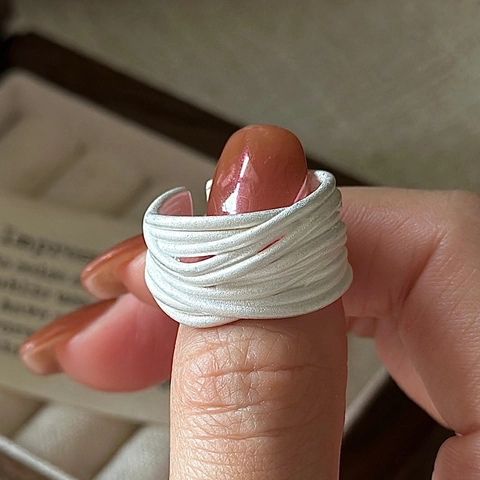 925 Sterlingsilber Mehrlagige Linien Offener Ring Minimalistisch Vintage Unregelmäßig Verstellbarer Ring Für Damen Modeschmuck