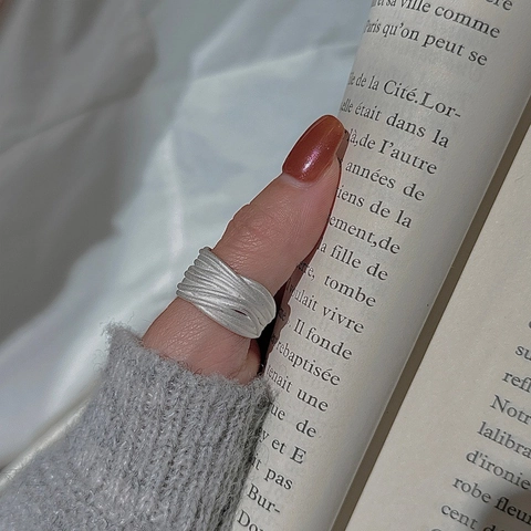 925 Sterlingsilber Mehrlagige Linien Offener Ring Minimalistisch Vintage Unregelmäßig Verstellbarer Ring Für Damen Modeschmuck