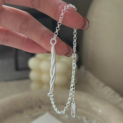 Minimalist 925 Sterling Silver Twisted Line Bracelet For Women Korean Design Adjustable Chain Bracelet Elegant Jewelry Gift