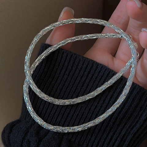 S925 Sterling Silver Galaxy Chain Necklace For Women Korean Retro Design Sparkly Woven Clavicle Necklace Fashion Jewelry Gift