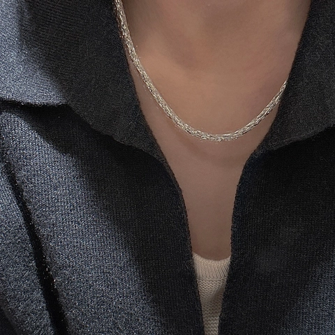S925 Sterling Silver Galaxy Chain Necklace For Women Korean Retro Design Sparkly Woven Clavicle Necklace Fashion Jewelry Gift