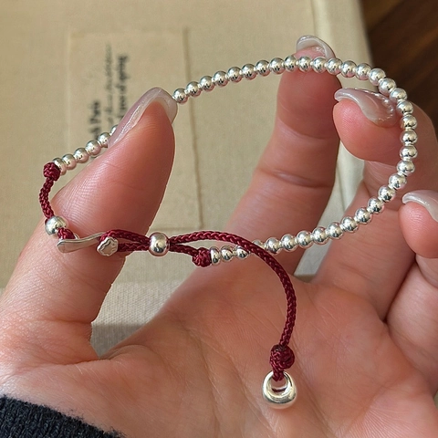 925 Sterling Silver Red String Bracelet Lucky Ruyi Minimalist Handmade Woven Cord Adjustable Jewelry For Women Gift