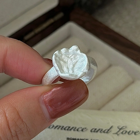 Anillo Irregolare de Plata de Ley 925 Vintage para Mujer Textura Mate Minimalista Anillo de Dedo Abierto Ajustable Joyería