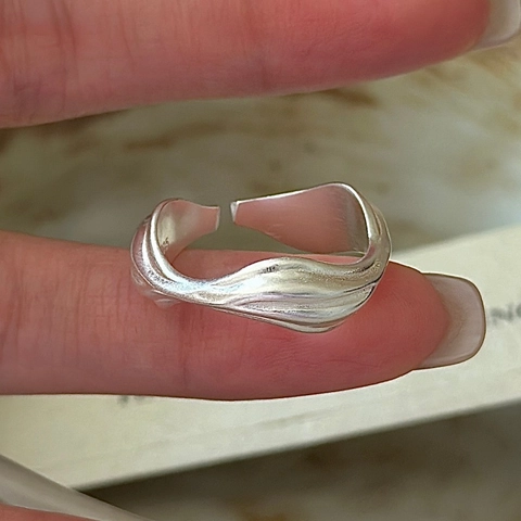 925 Sterlingsilber Minimalistischer Unregelmäßiger Wellenring Für Damen Vintage Personalisierte Verstellbare Mode Finger Schmuck Geschenk