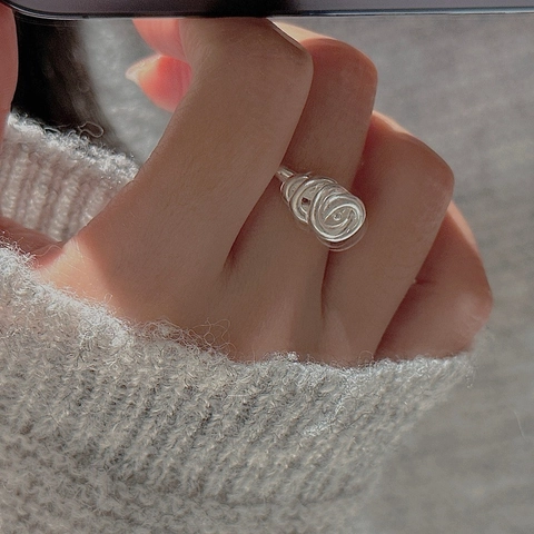 S925 Sterlingsilber Vintage Knoten Rose Offener Ring Für Damen Verstellbar Nischendesign Minimalist Retro Schmuck Fingerring Geschenk