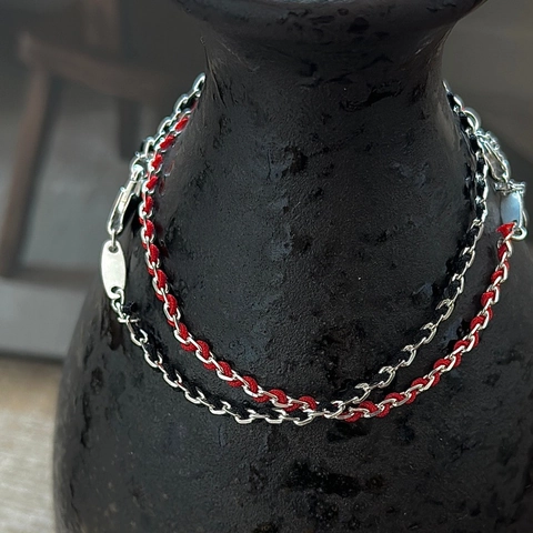 Braccialetto In Corda Rossa Nera Intrecciata In Argento Sterling 925 Stile Coreano Minimalista Gioielli Regalo Per Donne Regolabile