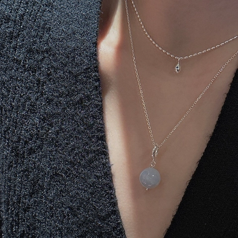 S925 Sterlingsilber Runde Perle Nur Anhänger Ohne Kette Vintage Minimalistisches Design Agat Kristall Stil Damen Schmuck