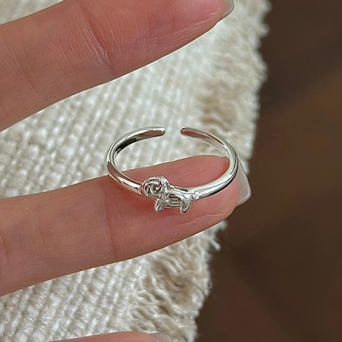 925 Sterlingsilber Koreanisches Design Retro Molliges Pferd Verstellbarer Ring Für Damen Süßes Tier Offener Ring Schmuck