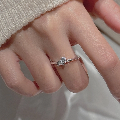 925 Sterlingsilber Koreanisches Design Retro Molliges Pferd Verstellbarer Ring Für Damen Süßes Tier Offener Ring Schmuck
