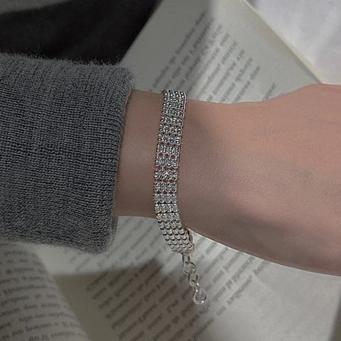 S925 Sterlingsilber Mehrlagiges Perlenarmband Retro Koreanisches Design Glitzerperlen Verstellbare Kette Damen Schmuck Geschenk