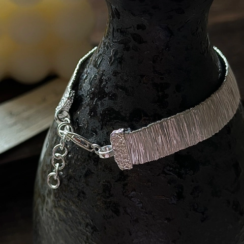 925 Sterling Silver Woven Texture Bracelet For Women Vintage Edgy Design Adjustable Irregular Braided Bracelet Minimalist Jewelry Gift