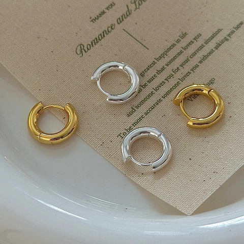 925 Sterling Zilver Retro Minimalistische Oorbellen Voor Vrouwen Geometrische Ronde Huggie Oorbellen Goud Zilver Verguld Mode Sieraden Cadeau