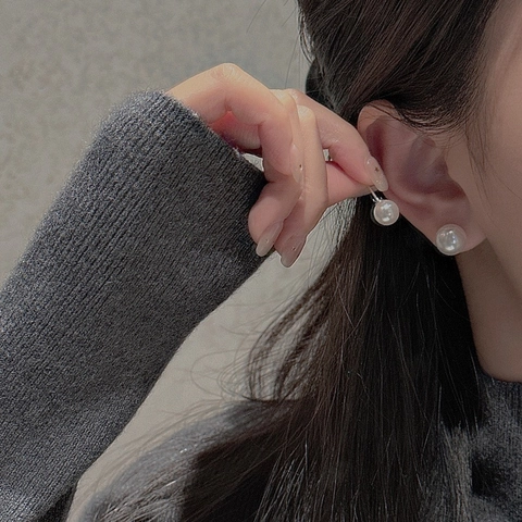 Pendientes de Botón de Perlas Artificiales de Plata de Ley S925 Minimalistas para Mujer Pendientes de Perlas Blancas Redondas Elegantes