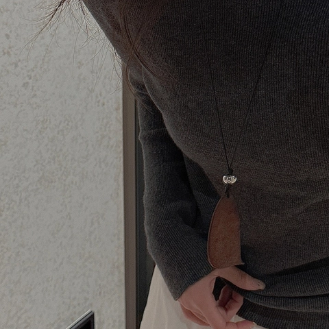 Collar con Colgante de Cáscara de Nuez Vintage de Plata de Ley S925 para Mujer Cadena Larga de Suéter Estilo Coreano