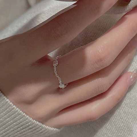 S925 Sterlingsilber Kettenring Minimalistisch Gebürstete Runde Scheibe Einstellbarer Fingerring Für Damen Vintage Schmuck