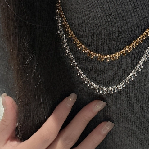 Korean Style 925 Sterling Silver Branch Bead Necklace Minimalist Clavicle Chain Jewelry For Women Daily Fashion Accessories