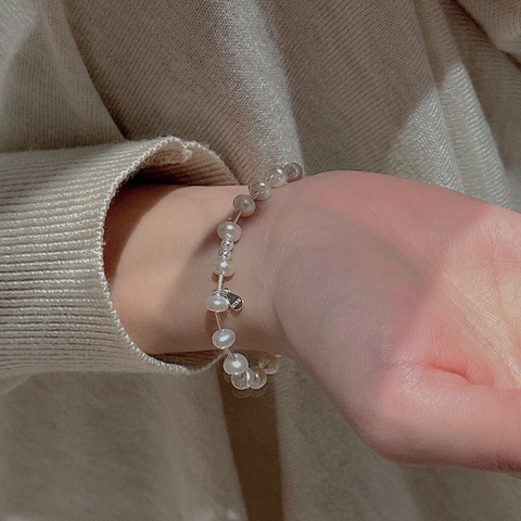 Pulsera De Perlas De Plata De Ley S925 Para Mujer Diseño De Nicho Minimalista Estilo Ins Pulsera Ajustable Joyería De Moda Regalo