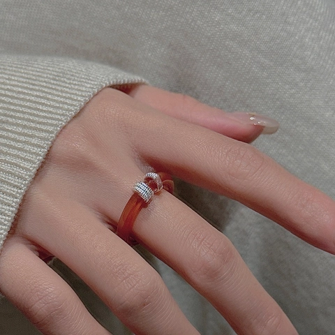 Retro 925 Sterling Silver Ring With Red Agate Inlay Korean Minimalist Design Gemstone Finger Ring For Women Fashion Jewelry
