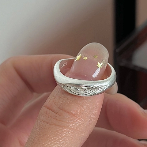 S925 Sterling Silver Ring For Women Retro Matte Water Ripple Texture Adjustable Open Finger Ring Minimalist Niche Jewelry