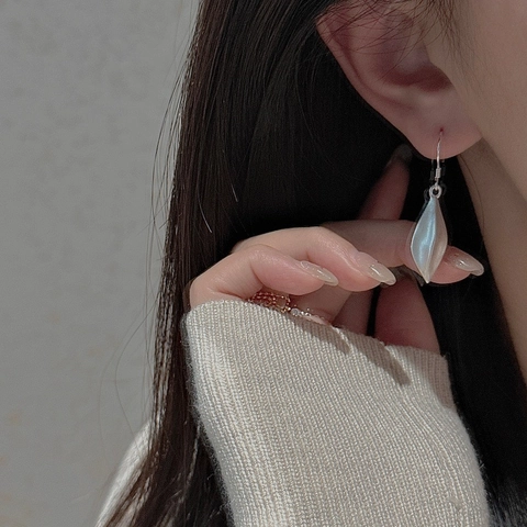 Vintage 925 Sterlingsilber Matte Blatt Ohrhänger Für Damen Minimalistisch Koreanisch Stil Geometrisch Obst Haken Ohrringe Schmuck