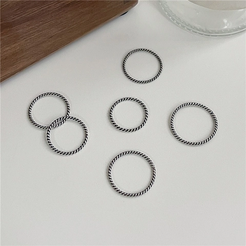 Minimalistischer 925 Sterlingsilber Zopfmuster Ring Retro Antik Stapelbar Bandring Für Damen Mode Schmuck