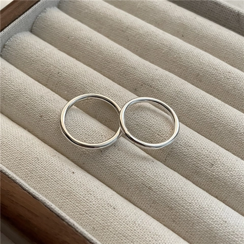 Minimalist 925 Sterling Silver Polished Band Ring For Women Korean Fashion Simple Round Finger Ring Stacking Jewelry Gift