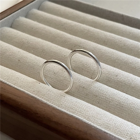 Minimalist 925 Sterling Silver Polished Band Ring For Women Korean Fashion Simple Round Finger Ring Stacking Jewelry Gift