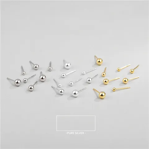 Orecchini a Bottone in Argento Sterling 925 Sfera Rotonda Minimalisti Geometrici Mini Orecchini a Perla per Donna Oro Argento