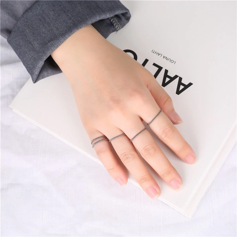 Minimalistischer 925 Sterlingsilber Zopfmuster Ring Retro Antik Stapelbar Bandring Für Damen Mode Schmuck