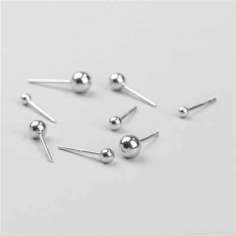 Orecchini a Bottone in Argento Sterling 925 Sfera Rotonda Minimalisti Geometrici Mini Orecchini a Perla per Donna Oro Argento