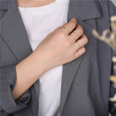 925 Sterling Silver Minimalist Thin Band Ring For Women Polished Stackable Knuckle Finger Ring Fashion Daily Jewelry