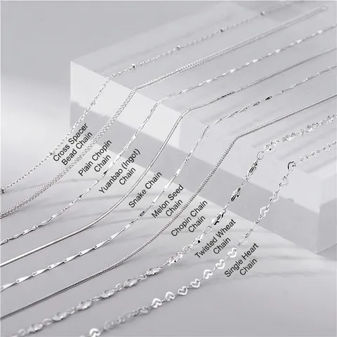 Authentic 925 Sterling Silver Necklace Chains For Women Minimalist Snake Chopin Melon Seed Heart Beaded Cross Chain Jewelry Gift