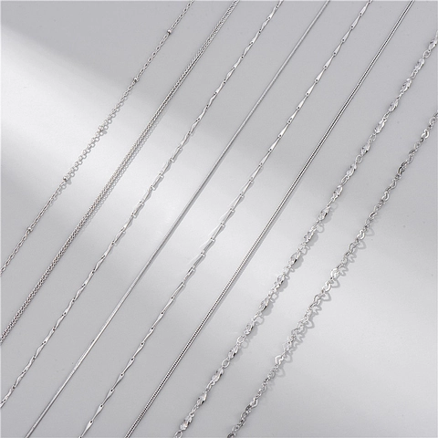 Authentic 925 Sterling Silver Necklace Chains For Women Minimalist Snake Chopin Melon Seed Heart Beaded Cross Chain Jewelry Gift