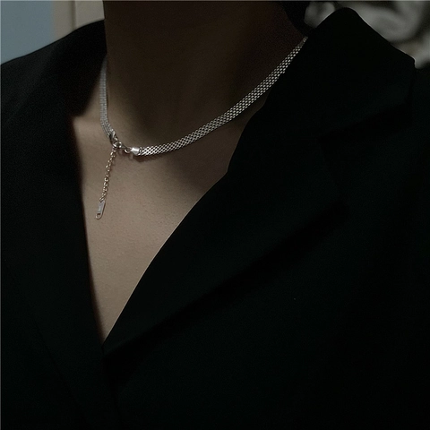 Collana a Maglia Intrecciata Italiana in Argento Sterling 925 per Donna Catena Minimalista Scintillante Gioielli di Alta Qualità