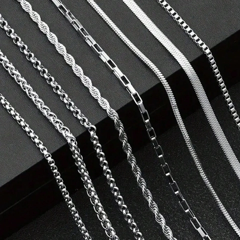 Colliers de Chaîne en Acier Inoxydable pour Hommes Femmes Collier de Chaîne Cubaine Serpent Électroplaqué Bijoux de Mode