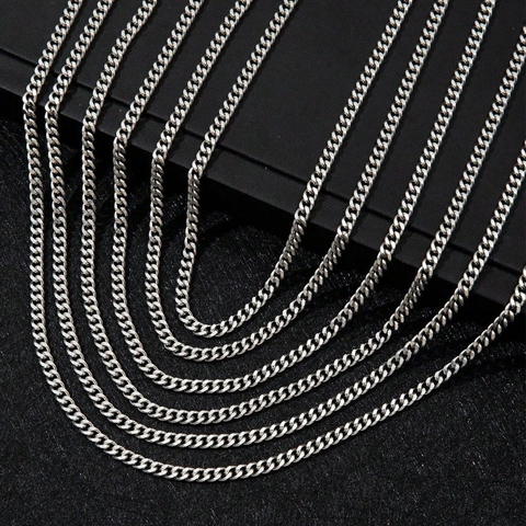 Minimalist Stainless Steel Cuban Link Chain Necklace For Men Women Hip Hop Silver Geometric Fashion Jewelry Personalized Necklaces