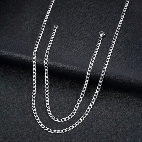 Hip Hop Stainless Steel Cuban Link Chain Necklace For Men Women Silver Curb Chain Heavy Wide Link Necklace Jewelry Gift