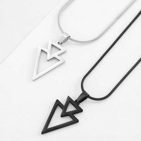 Simple Geometric Triangle Pendant Necklace For Men Women Titanium Steel Snake Chain Hip Hop Minimalist Fashion Jewelry