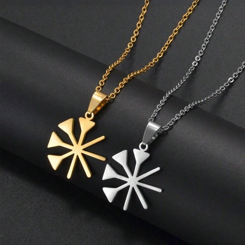 Collar con Colgante de Estrella Geométrica Radiante de Acero Inoxidable Hip Hop Copo de Nieve Cadena para Jersey Joyería Unisex