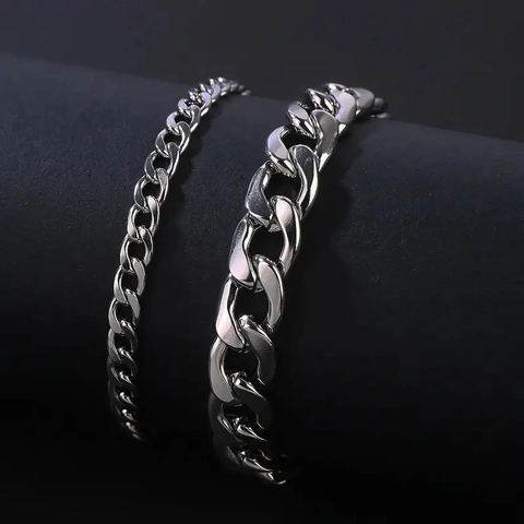 Minimalist Stainless Steel Double Layered Bracelet for Men Fashion Figaro Rope Chain Accessory Street Style Silver Tone Jewelry