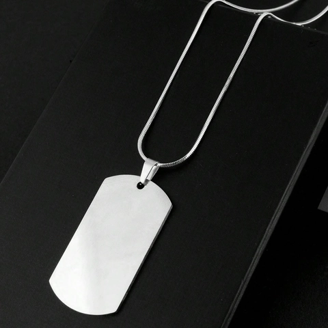 Collana Dog Tag in Acciaio Inossidabile Minimalista per Uomo Donna Ciondolo Identità Lucido Catena a Serpente Gioielli