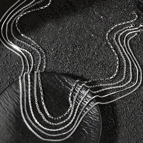 Collana Minimalista a Catena Cubana in Acciaio Inossidabile per Uomo Donna Catena Veneziana Argento Lucido Gioielli Street Style