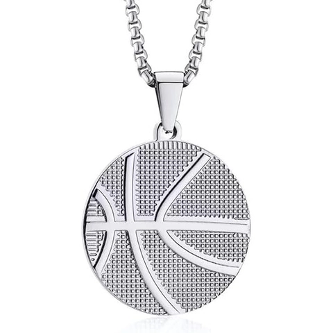 Hip Hop Sportief Basketbal Hanger Ketting Voor Heren Legering Getextureerde Ronde Bal Bedel Venetiaanse Ketting Sieraden Accessoire