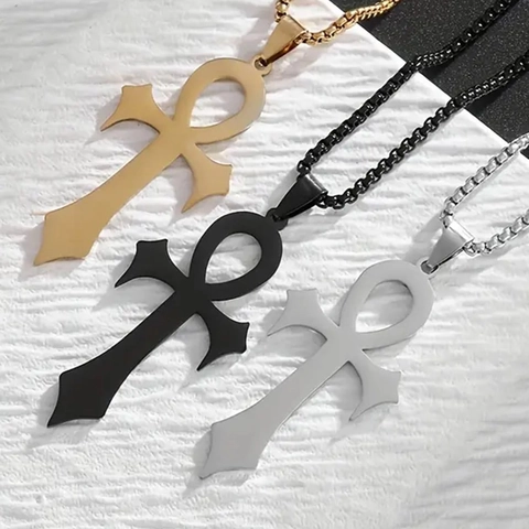 Roestvrij Stalen Ankh Kruis Halsketting Voor Heren Dames Egyptisch Levenssymbool Sleutel Van Het Leven Hanger Sieraden