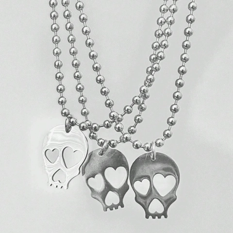 Roestvrij Staal Hart Oog Schedel Hanger Halsketting Punk Gotisch Zilver Holle Skelet Hoofd Bolletjesketting Sieraden Voor Heren Dames