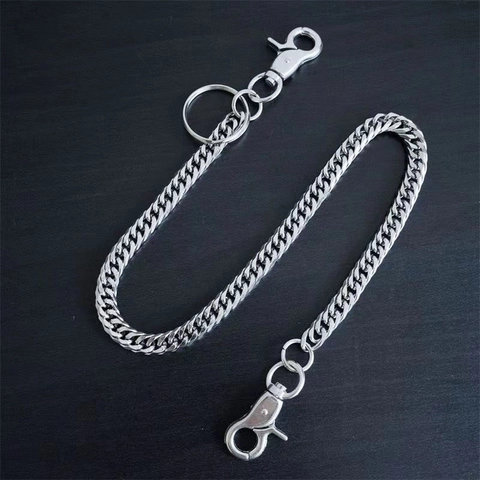 Punk Stainless Steel Waist Chain For Men Women Silver Cuban Figaro Byzantine Trouser Chain Wallet Chain Decorative Belt Accessory