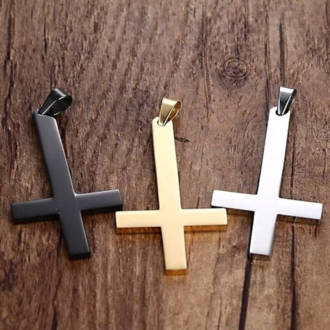 Gothic Edelstahl Umgedrehtes Kreuz Anhänger Halskette Poliertes Sankt-Peter-Kreuz Minimalist Punk Schmuck Für Damen Herren
