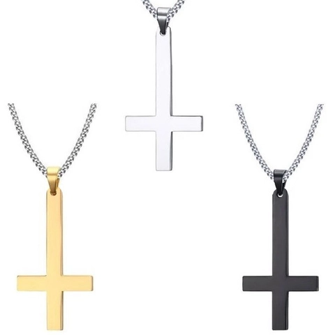 Gothic Edelstahl Umgedrehtes Kreuz Anhänger Halskette Poliertes Sankt-Peter-Kreuz Minimalist Punk Schmuck Für Damen Herren