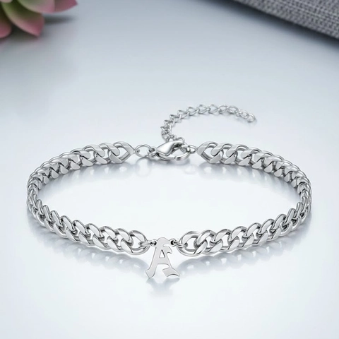 Unisex Edelstahl Gotischer Buchstabe Panzerkette Armband Spiegelpoliert Silber Hip Hop Street Style Kette Schmuck